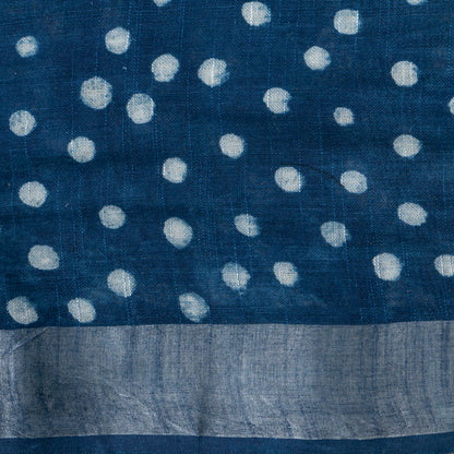 Indigo Blue Linen Saree WIth Silver Zari For Office Wear PL 2094