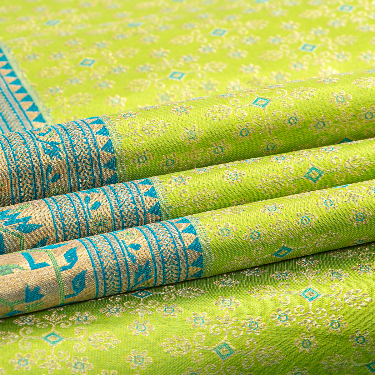 Green And Blue Kanchipuram Silk Saree For Wedding Wear PV NYC 2040