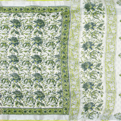 White Linen Saree With Silver Zari Border PL 2095 - Linen Sari - Panjavarnam PL 2095