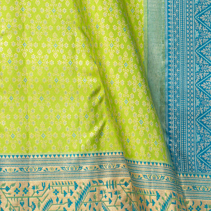 Green And Blue Kanchipuram Silk Saree For Wedding Wear PV NYC 2040