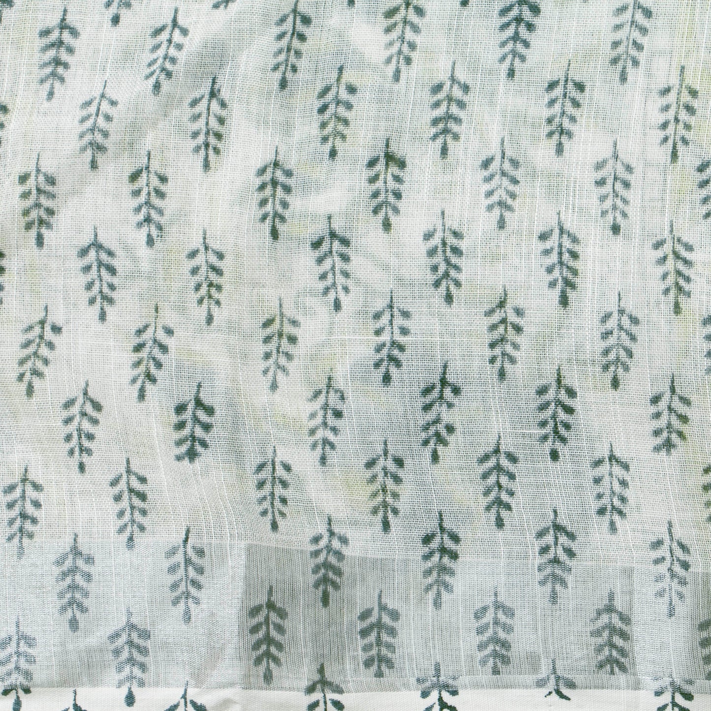 White Linen Saree With Silver Zari Border PL 2095 - Linen Sari - Panjavarnam PL 2095