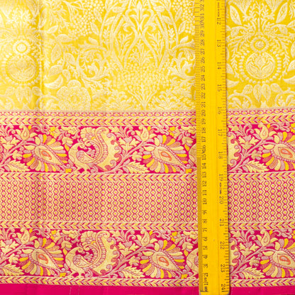 Yellow And Pink Kanchipuram Tissue Silk Saree For Bridal Wear PV NYC 1942