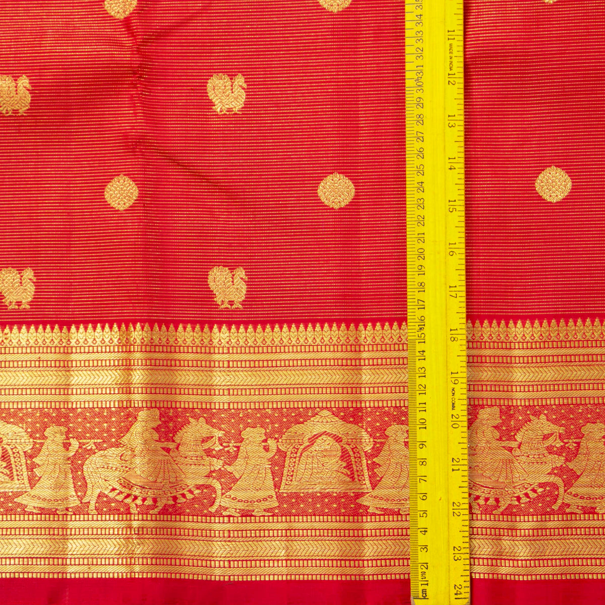 Red Kanchipuram Silk Saree For Festive Wear PV NYC 1937