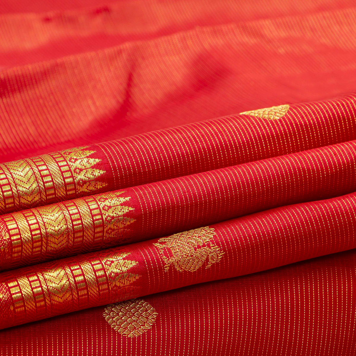 Red Kanchipuram Silk Saree For Festive Wear PV NYC 1937