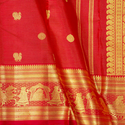 Red Kanchipuram Silk Saree For Festive Wear PV NYC 1937
