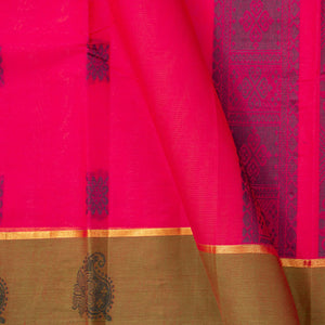 Pink And Mustard Chettinad Cotton Saree PV SK CC 273