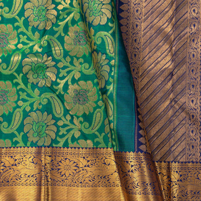 Green And Blue Kanchipuram Silk Saree For Bridal Wear PV NYC 2051