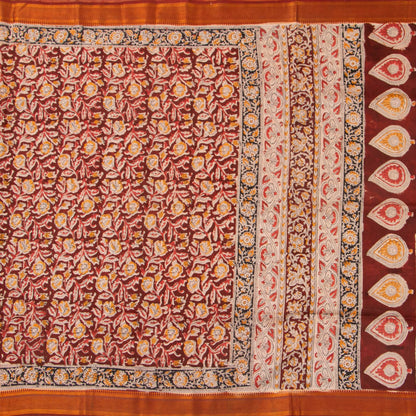 Maroon Kalamkari Mangalgiri Silk Saree For Office Wear PV MG 103