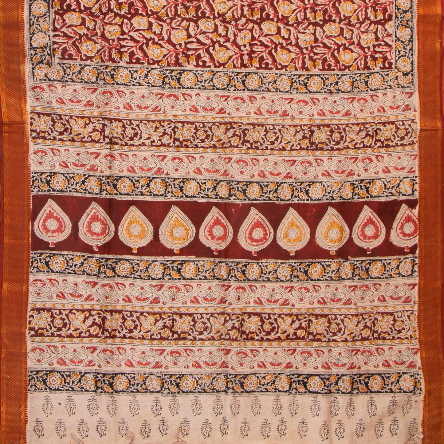 Maroon Kalamkari Mangalgiri Silk Saree For Office Wear PV MG 103