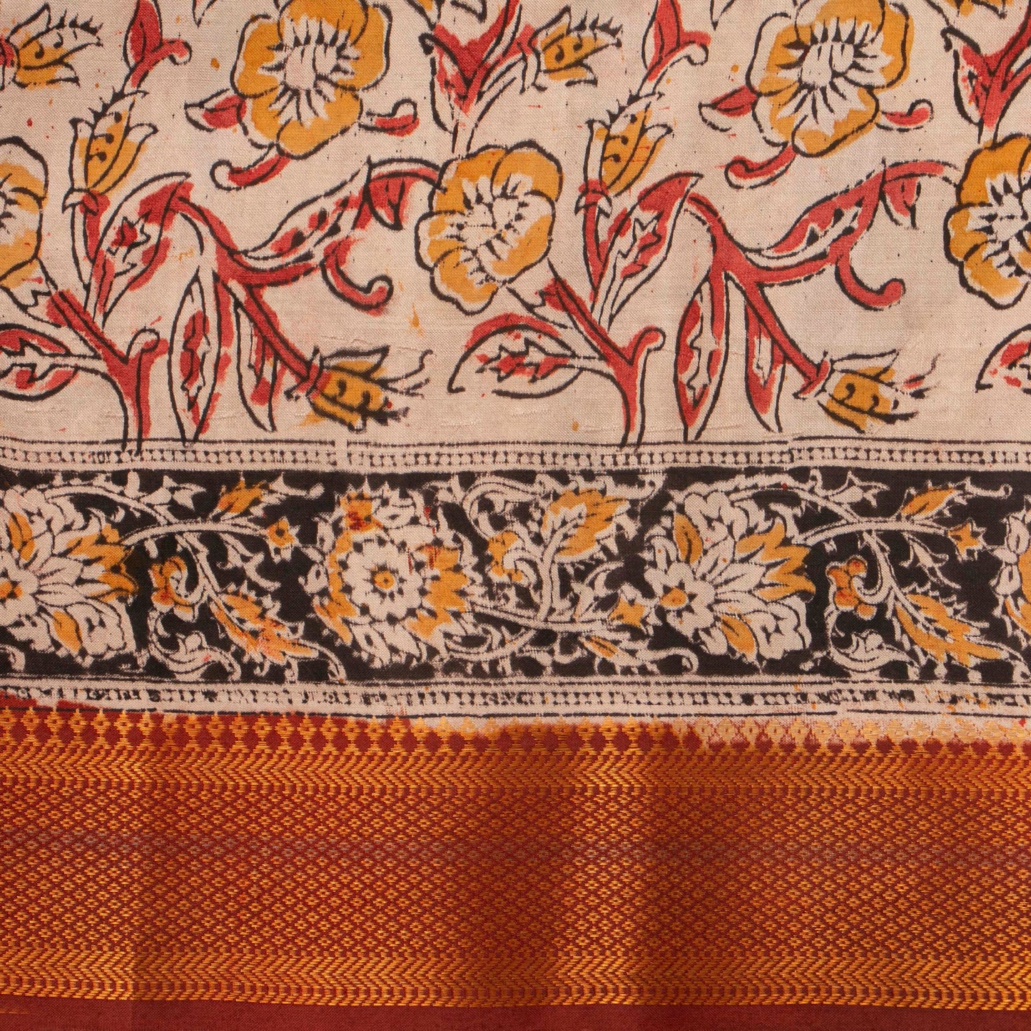 Maroon Kalamkari Mangalgiri Silk Saree For Office Wear PV MG 103