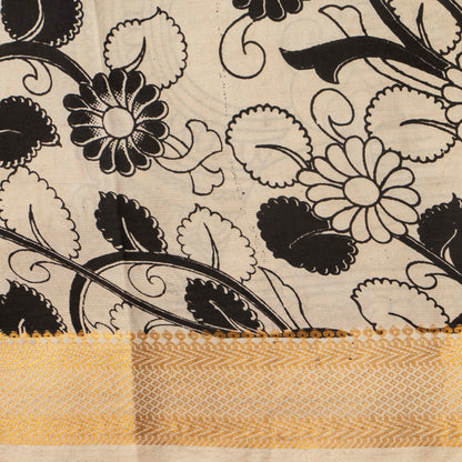 Monochrome Kalamkari Mangalgiri Silk Saree For Office Wear PV MG 107