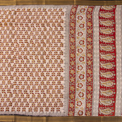 Off White Kalamkari Mangalgiri Silk Saree For Office Wear PV MG 105
