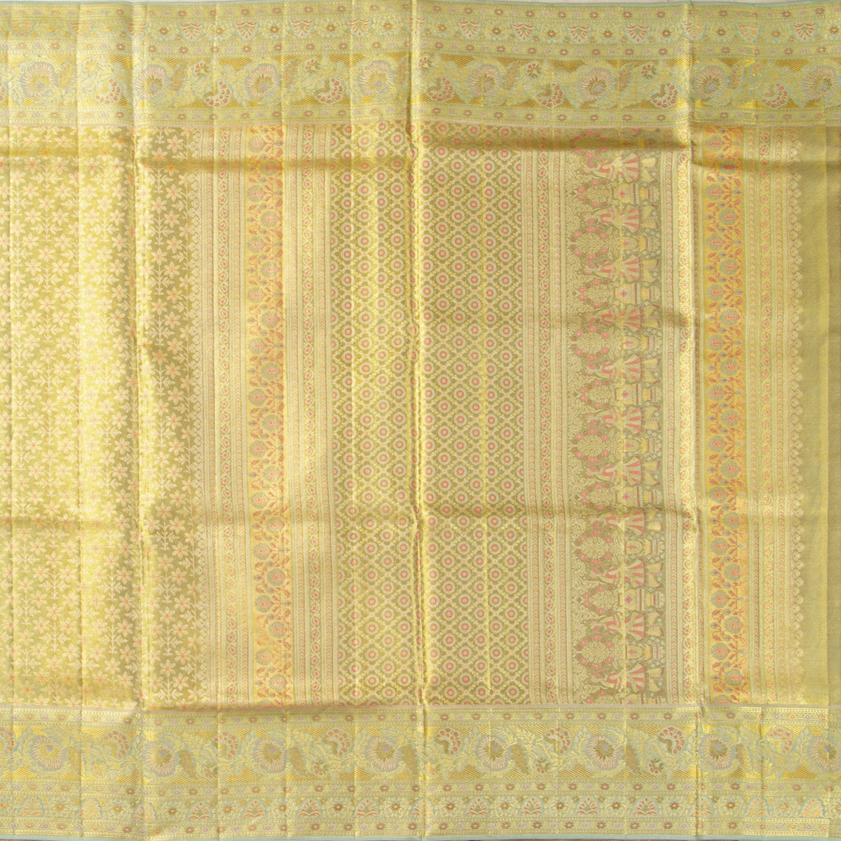 Gold And Off White Kanchipuram Tissue Silk Saree For Bridal Wear PV NYC 2052