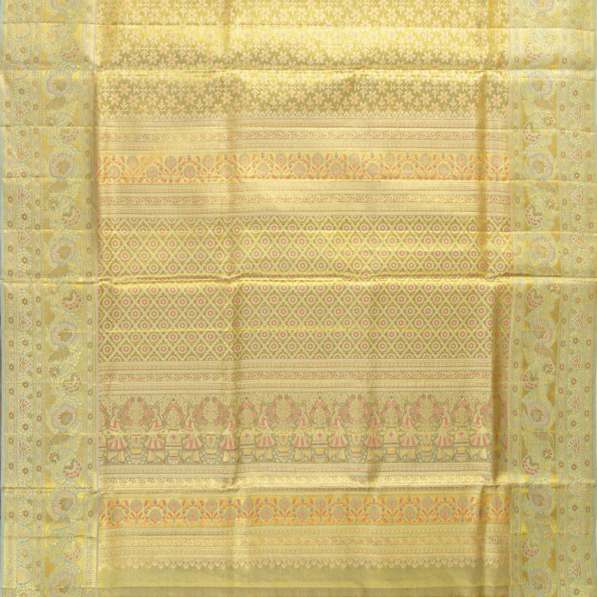 Gold And Off White Kanchipuram Tissue Silk Saree For Bridal Wear PV NYC 2052
