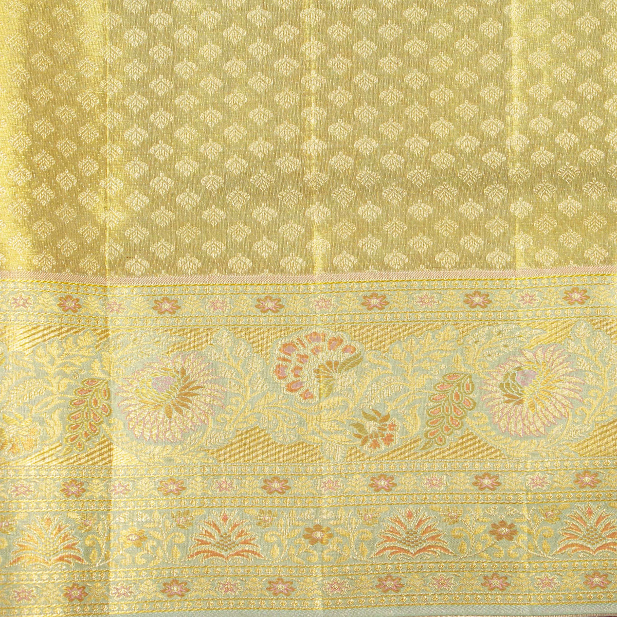 Gold And Off White Kanchipuram Tissue Silk Saree For Bridal Wear PV NYC 2052