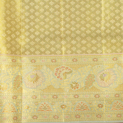Gold And Off White Kanchipuram Tissue Silk Saree For Bridal Wear PV NYC 2052