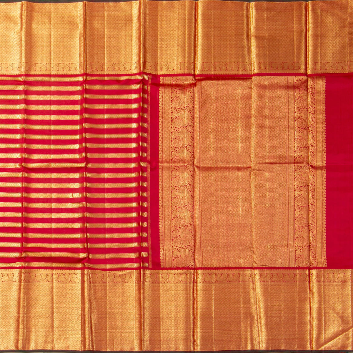 Red Kanchipuram Silk Saree For Wedding Wear PV NYC 2043
