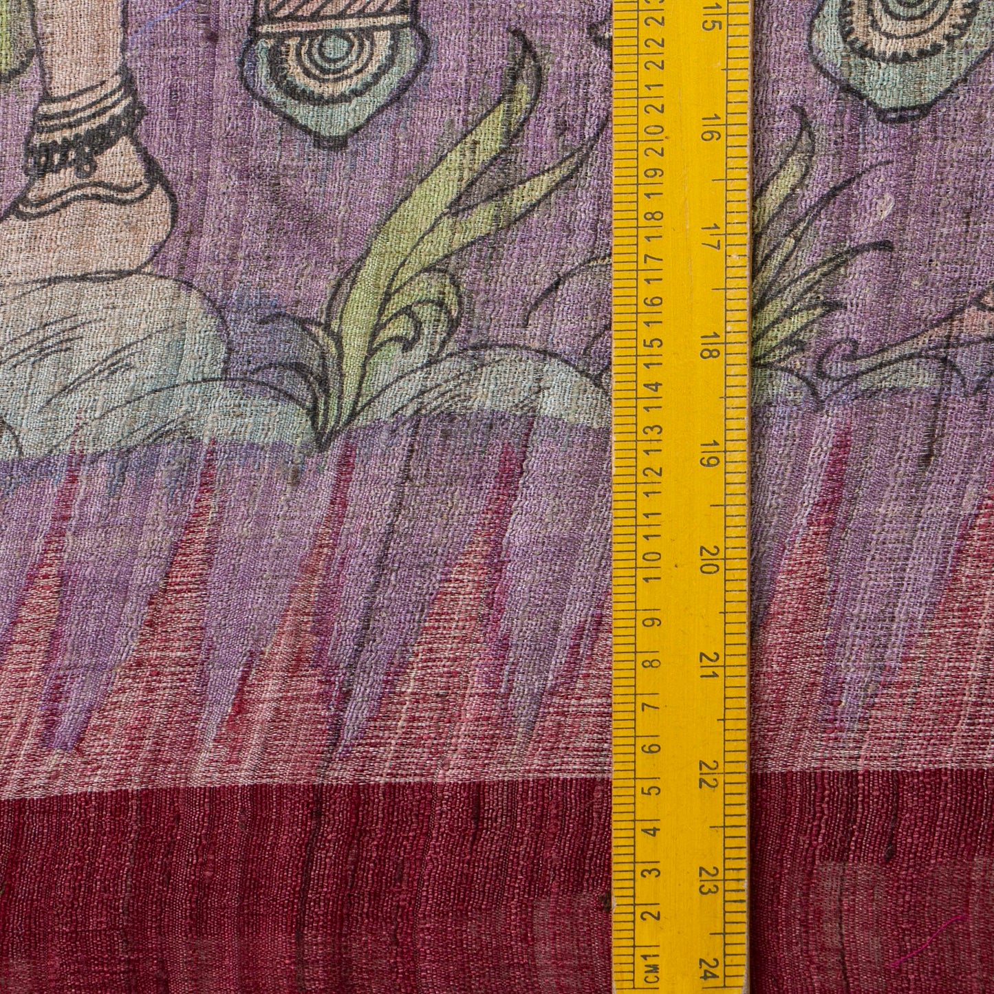 Mauve Handpainted Kalamkari Gicha Tussar Silk Saree With Wedding Theme For Office Wear PTK VSR 140