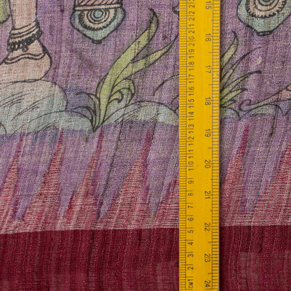 Mauve Handpainted Kalamkari Gicha Tussar Silk Saree With Wedding Theme For Office Wear PTK VSR 140