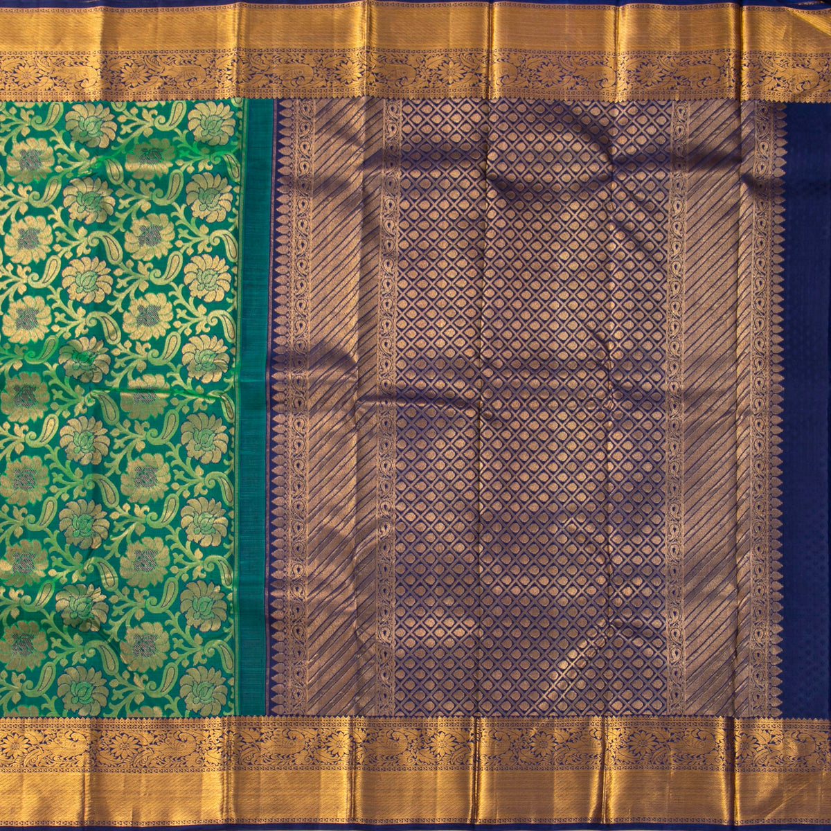 Green And Blue Kanchipuram Silk Saree For Bridal Wear PV NYC 2051
