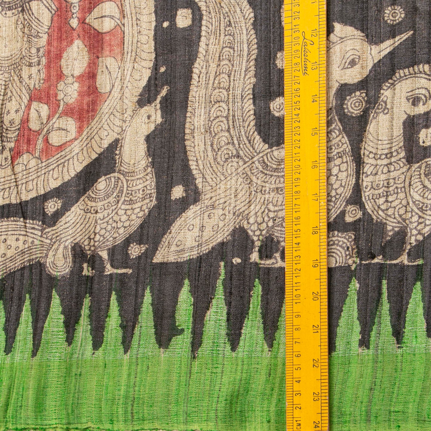 Black Handpainted Kalamkari Gicha Tussar Silk Saree For Festive Wear PTK VSR 141