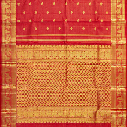 Red Kanchipuram Silk Saree For Festive Wear PV NYC 1937
