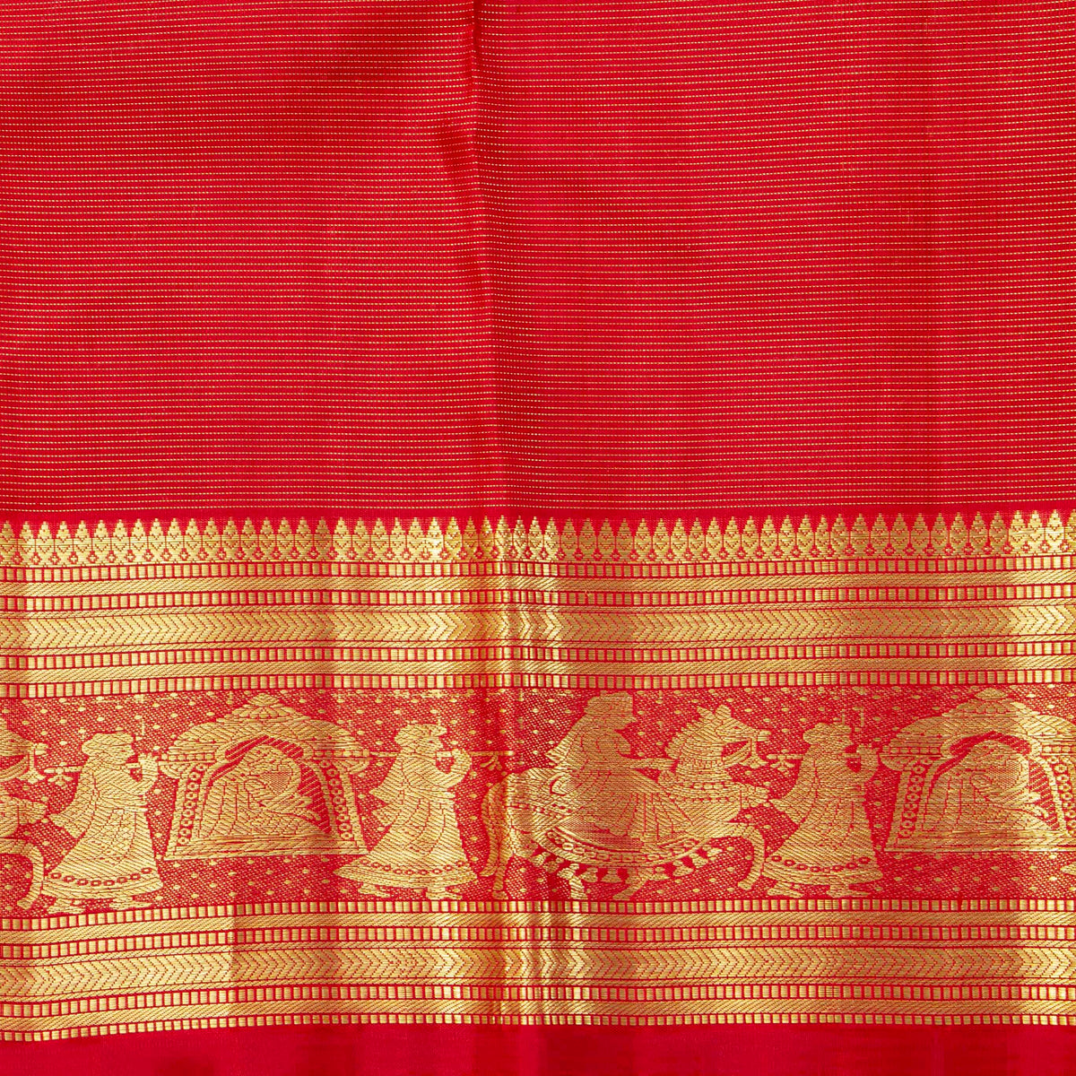 Red Kanchipuram Silk Saree For Festive Wear PV NYC 1937