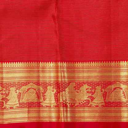 Red Kanchipuram Silk Saree For Festive Wear PV NYC 1937