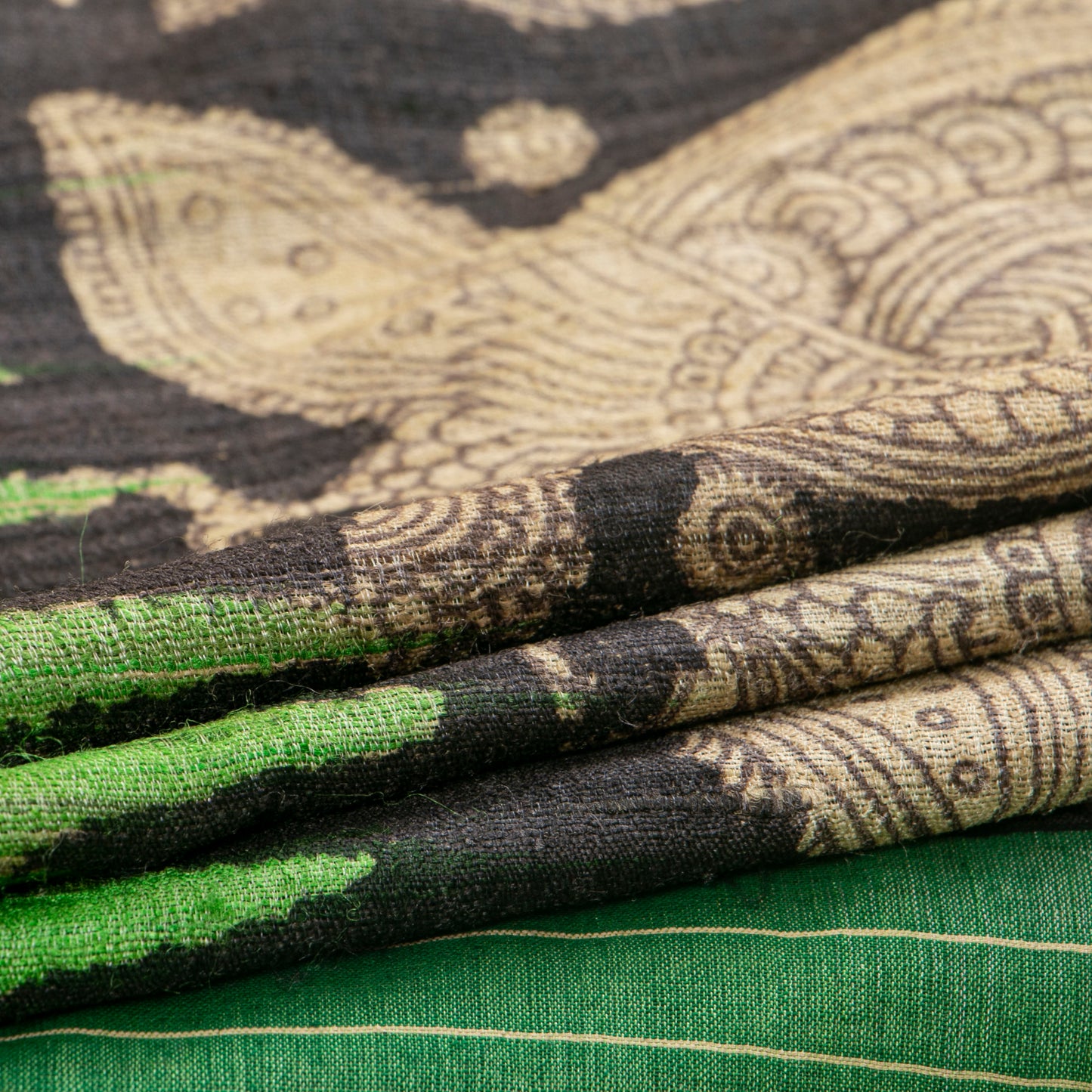 Black Handpainted Kalamkari Gicha Tussar Silk Saree For Festive Wear PTK VSR 141