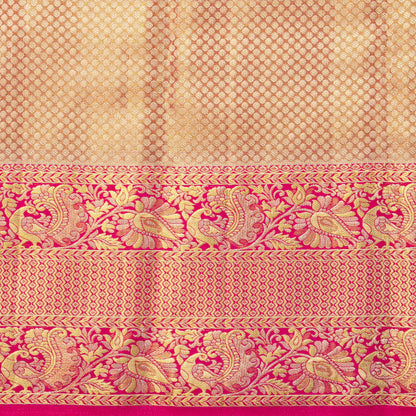 Yellow And Pink Kanchipuram Tissue Silk Saree For Bridal Wear PV NYC 1942