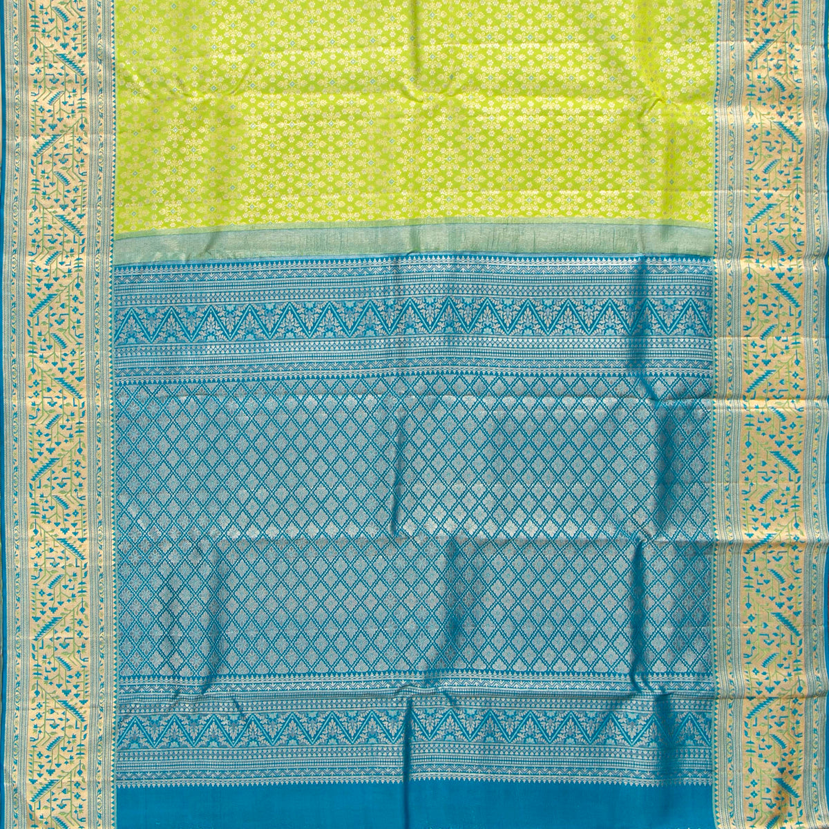 Green And Blue Kanchipuram Silk Saree For Wedding Wear PV NYC 2040