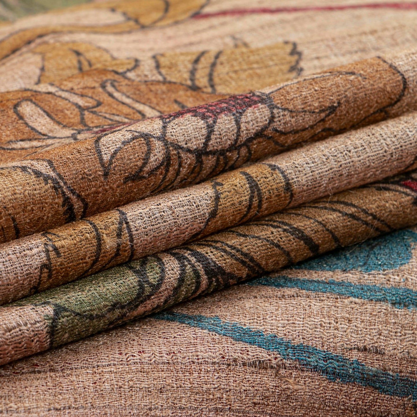 Pink Handpainted Kalamkari Gicha Tussar Silk Saree With Ikkat Pallu For Office Wear PTK VSR 137