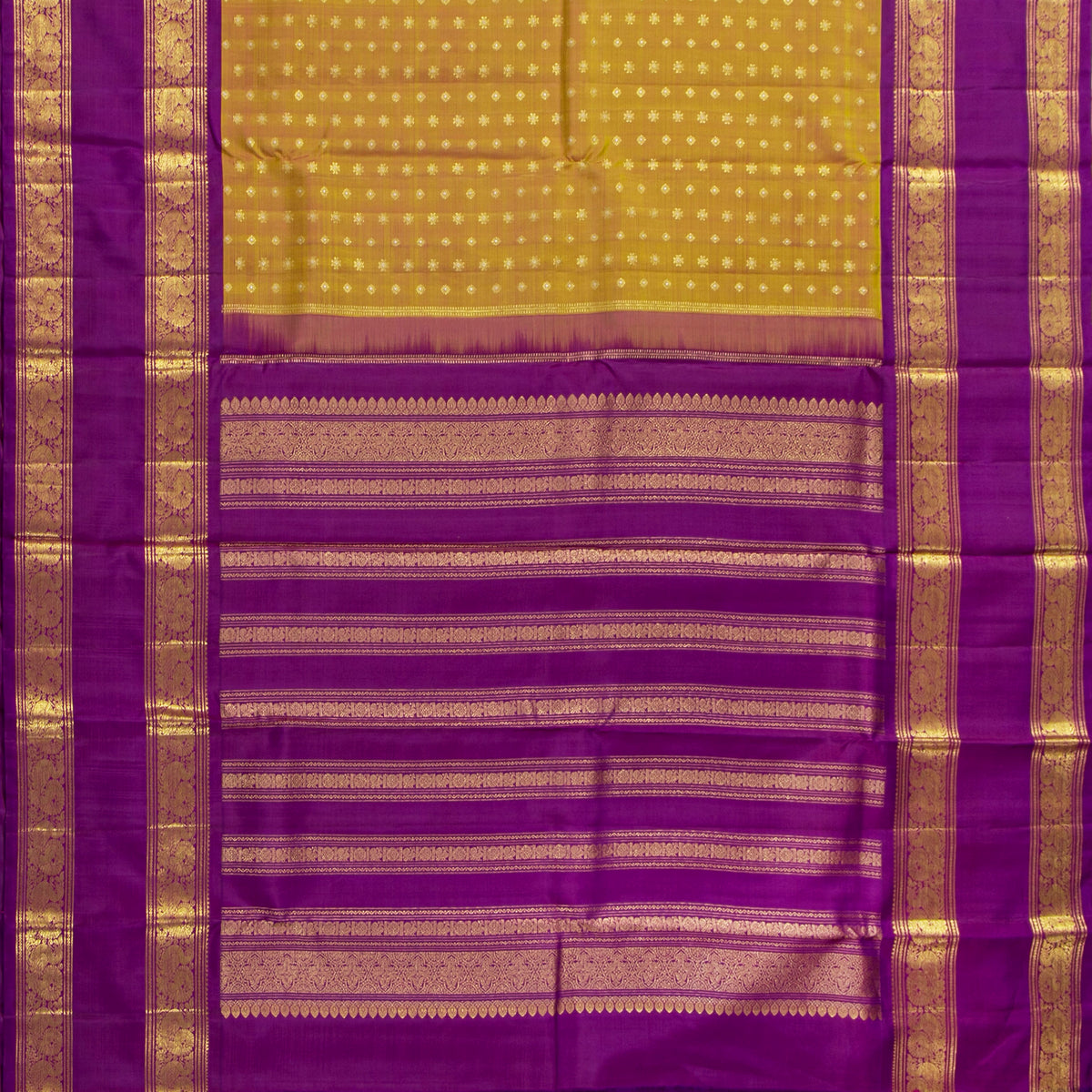 Mustard And Magenta Kanchipuram Silk Saree For Festive Wear PV NYC 1981