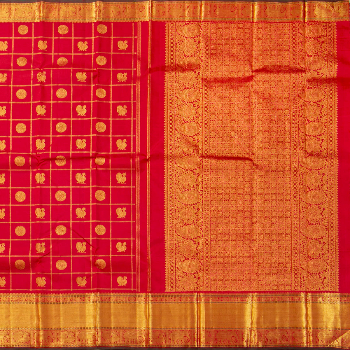 Red Kanchipuram Silk Saree For Wedding Wear PV NYC 2021