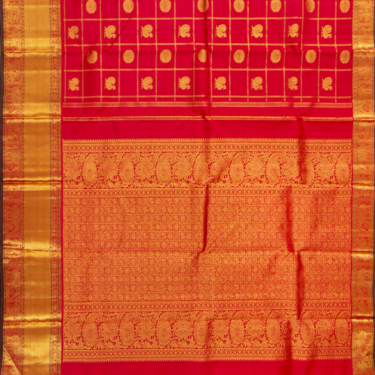 Red Kanchipuram Silk Saree For Wedding Wear PV NYC 2021