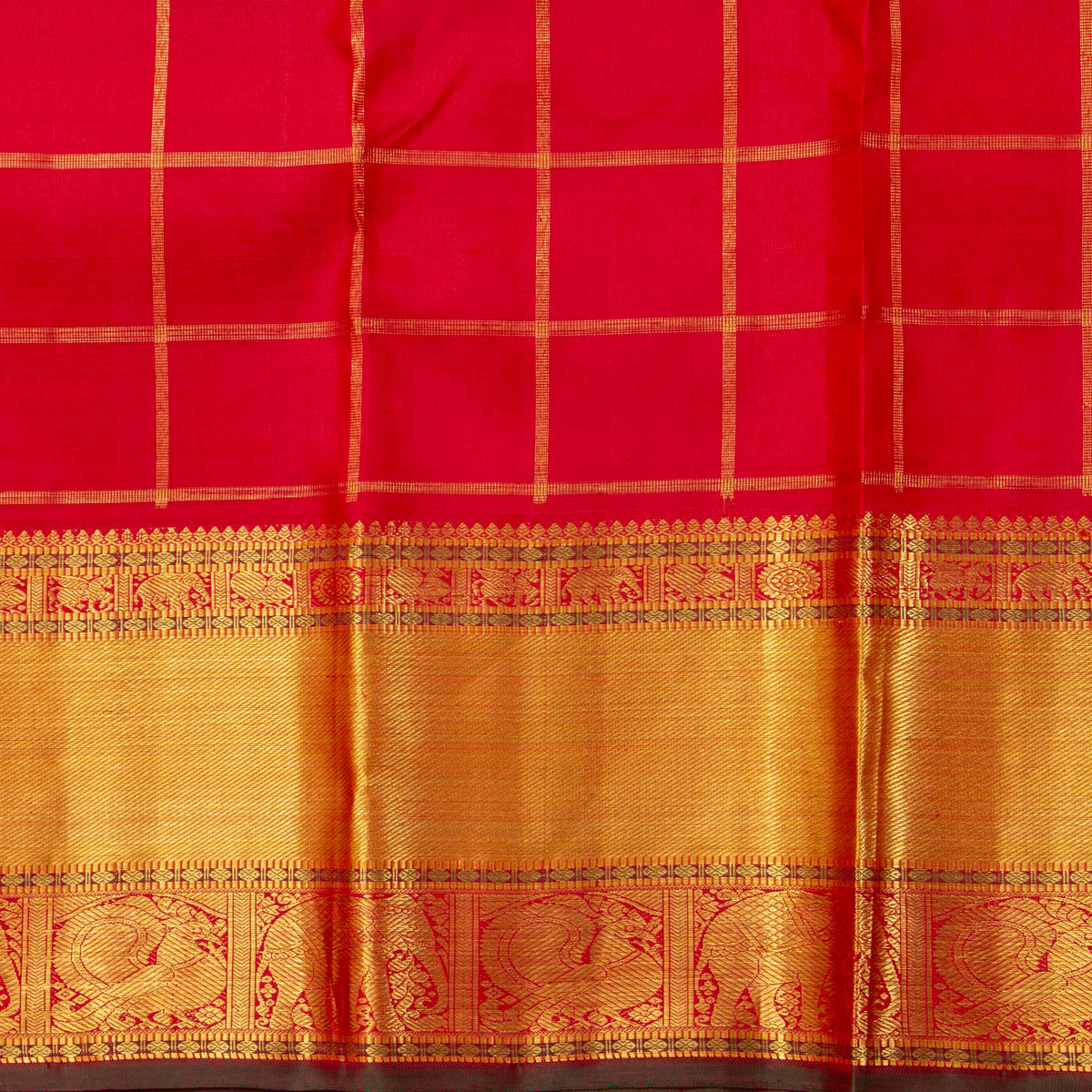 Red Kanchipuram Silk Saree For Wedding Wear PV NYC 2021