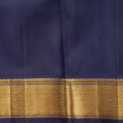 Yellow And Navy Blue Kanchipuram Silk Saree For Festive  Wear PV NYC 1958