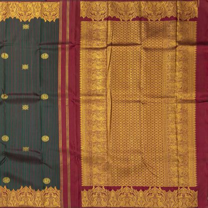 Green And Maroon Kanchipuram Silk Saree For Festive Wear PV NYC 2001