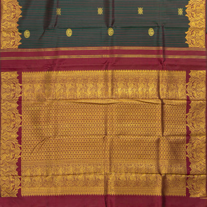 Green And Maroon Kanchipuram Silk Saree For Festive Wear PV NYC 2001