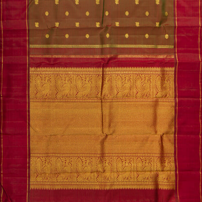 Manthulir Green And Red Kanchipuram Silk Saree For Festive Wear PV 2067