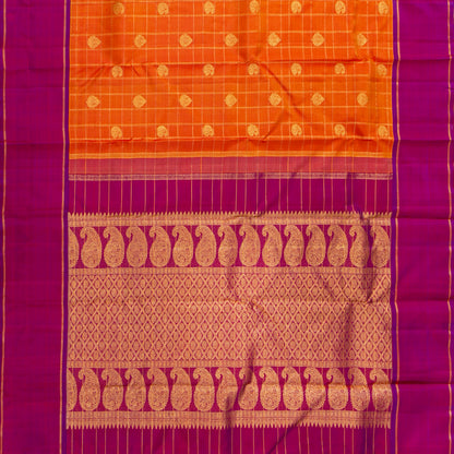 Orange And Magenta Kanchipuram Silk Saree For Festive Wear PV NYC 2066