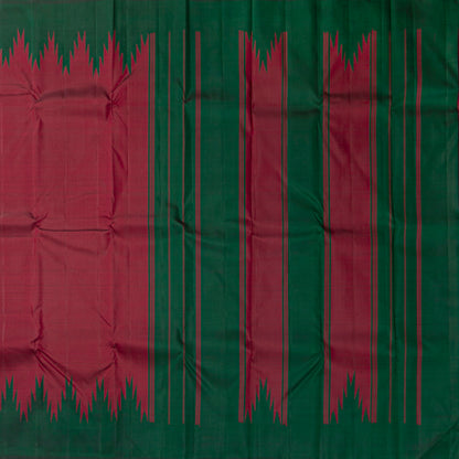 Red And Green Thazampoo  Border Kanchipuram Silk Saree For Festive Wear PV NYC 2075