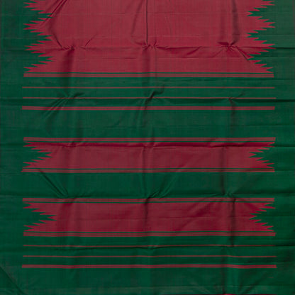 Red And Green Thazampoo  Border Kanchipuram Silk Saree For Festive Wear PV NYC 2075