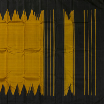 Mustard And Black Thazampoo Border Kanchipuram Silk Saree For Festive Wear PV NYC 2070