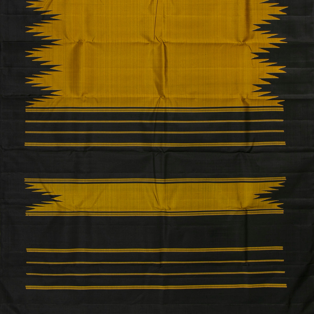 Mustard And Black Thazampoo Border Kanchipuram Silk Saree For Festive Wear PV NYC 2070