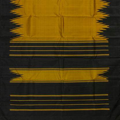 Mustard And Black Thazampoo Border Kanchipuram Silk Saree For Festive Wear PV NYC 2070