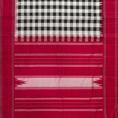 Black And White Checks No Zari Kanchipuram Silk Saree For Festive Wear PV NYC 2071