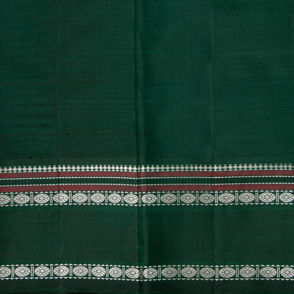 Off White And Green Kanchipuram Silk Saree No Zari For Festive Wear PV 2072