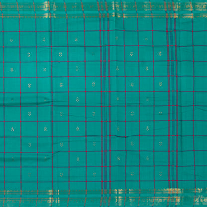 Sea Green Handwoven Chettinad Cotton Saree With Zari Border For Summer Wear PV SK CC 250