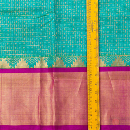 Sea Green And Purple Kanchi Silk Cotton Saree For Festive Wear VP SC 231